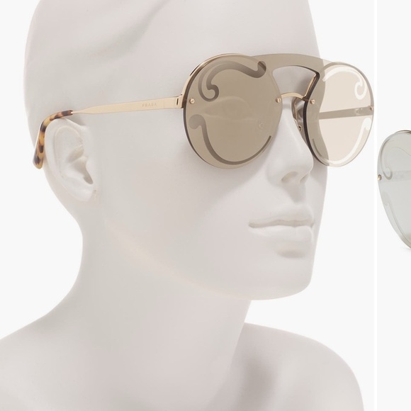 Prada NEW in box 36mm antique Gold Round Sunglasses - Picture 4 of 4